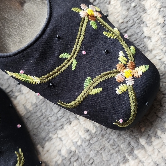 Sam and Libbey Mules. Black with embroidery and beads. - Picture 2 of 4